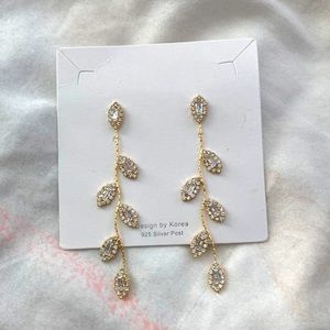 Hanging Leaf Vine Silver & Gold Drop Earrings